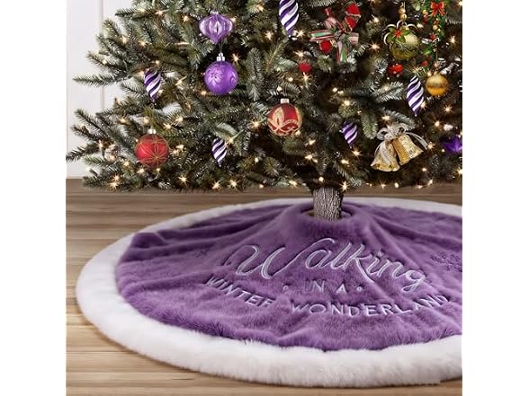 yuboo Purple Lavender Tree Skirt, 36" Faux Fur