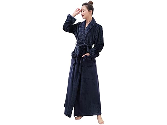Women's Long Plush Fleece Bathrobe