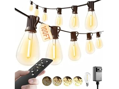 $18.99, Was $45.99, 58% Off! luckystyle 100FT LED Outdoor String Lights with Remote dealfomo