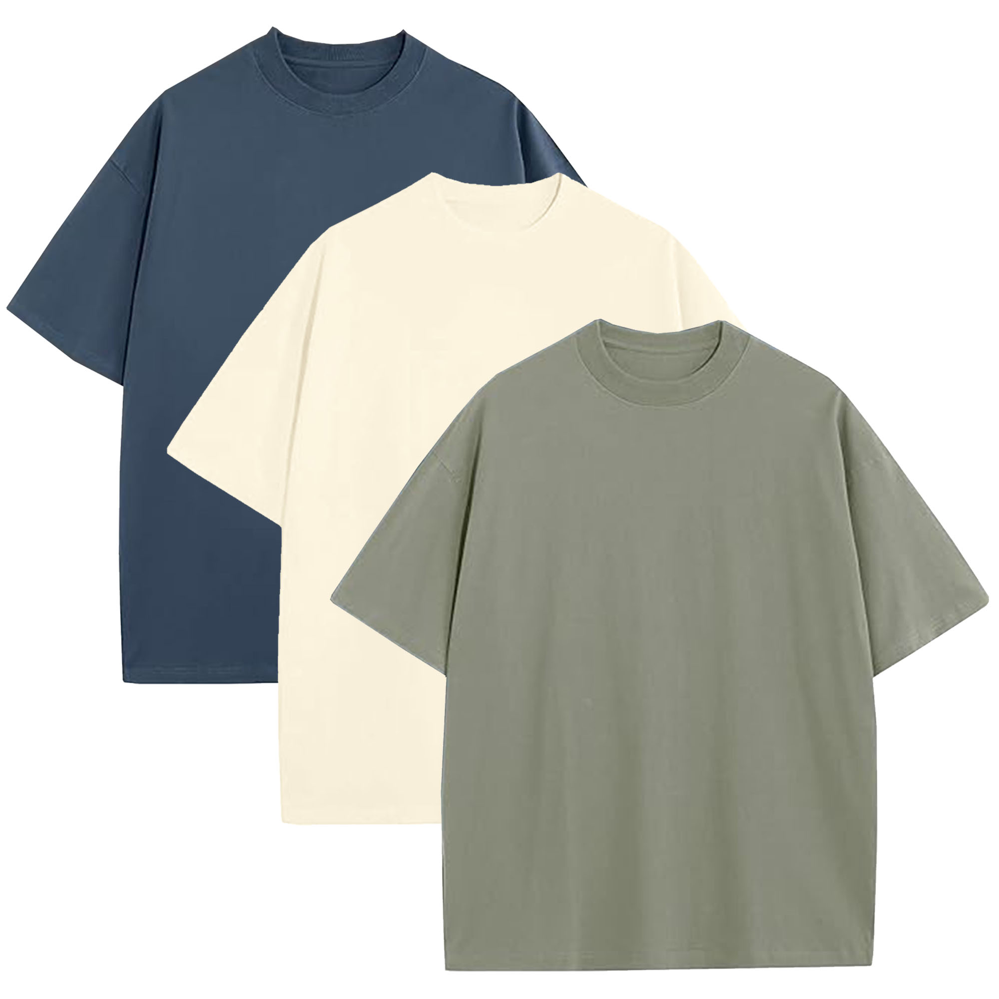 Mens Oversized Drop Shoulder Cotton Tee (1, 3, or 5Pk) - Gallery 36