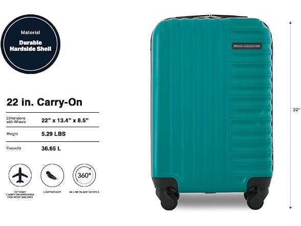 French Connection 22" Quinn Carry-On Luggage, North Sea