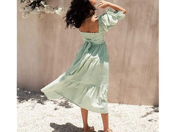 R.Vivimos Women (XL) Summer Cotton Puff Bow Dress