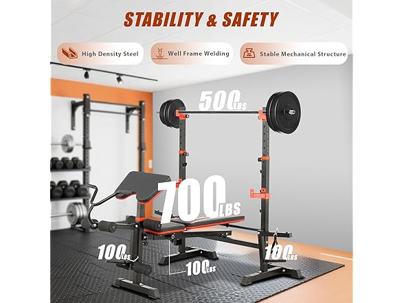 Weight Bench Set W/ Squat Rack