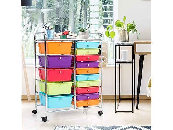 COSTWAY BC891225050046 15 Drawer Rolling Storage Cart