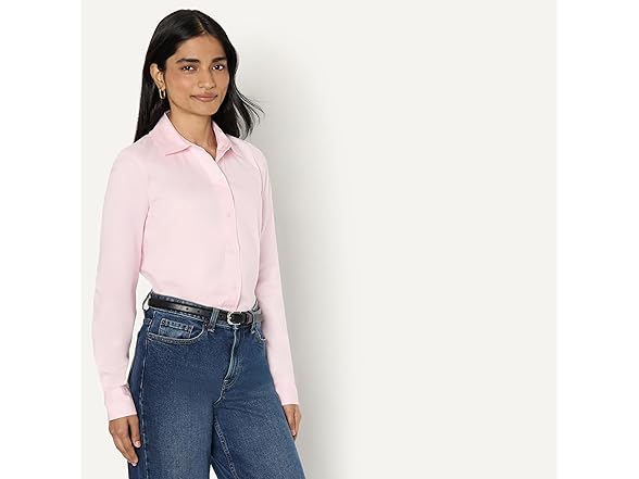 Amazon Essentials Women Stretch Poplin Button-Up Shirt - Gallery 7