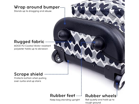 J World Sunrise Rolling Backpack, Heart Dot