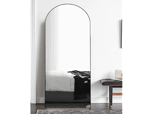 Full Length Arched Floor Mirror-Black