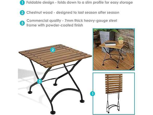 Sunnydaze European Chestnut Wooden Folding Outdoor Adirondack End Table
