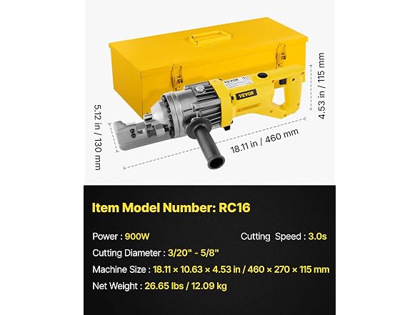Electric Rebar Cutter, 900W Portable Electric
