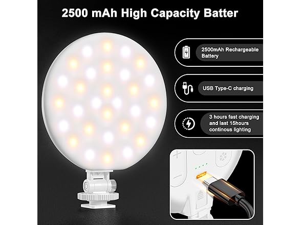 Hagibis LED Video Light, 2500mAh Rechargeable