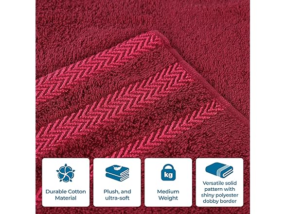 Superior 2PC Hays Cotton Bath Towel, Cranberry