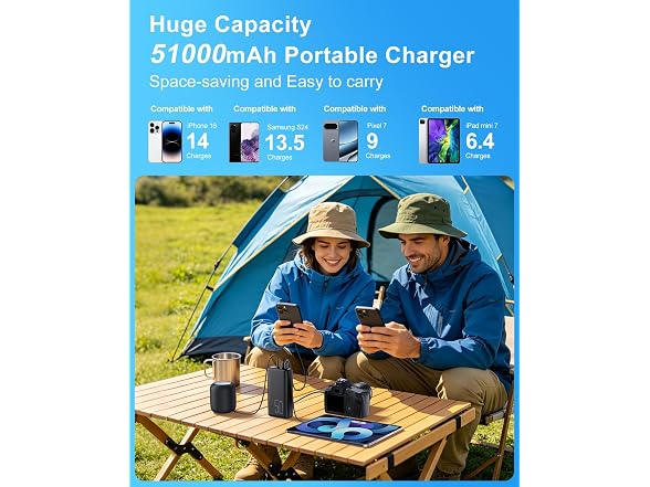 Portable Charger 40000mAh Power Bank (pink or black)