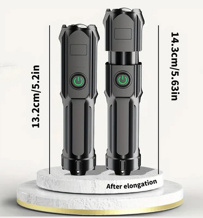 2 Pack Flashlight High Power Telescopic Zoom LED Rechargeable Torch - Gallery 10
