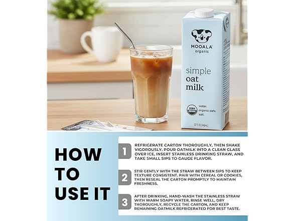 7 Item Set- Mooala Oat Milk & Stainless Steel Straws