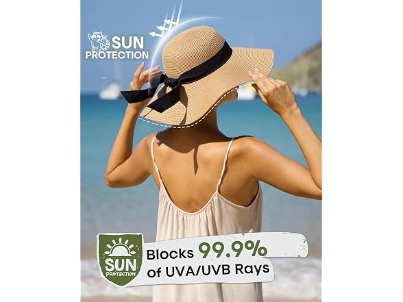 FURTALK Women's Sun Straw Hat, Wide Brim