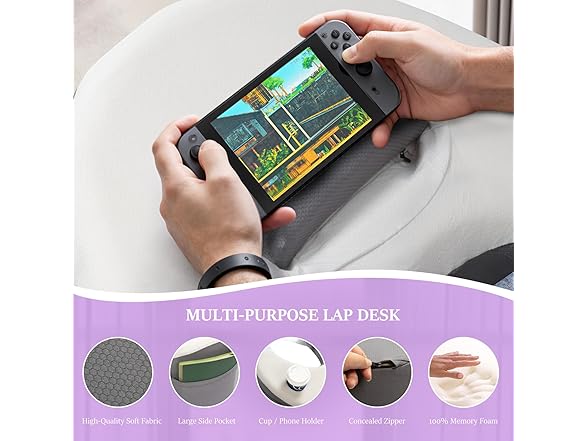 Ergonomic Lap Desk Pillow with Cooling Memory Foam