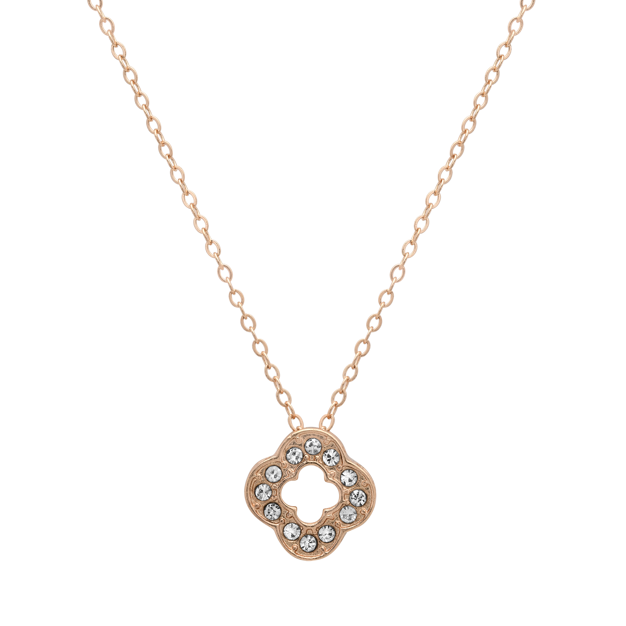 18K Gold Open Clover CZ Necklace - Gallery 4