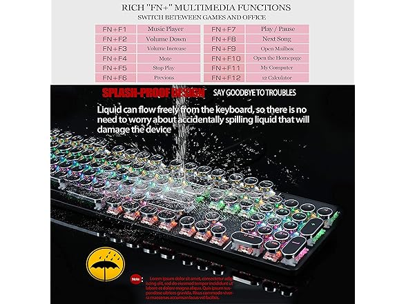 TROCHIN Typewriter Style Gaming Keyboard