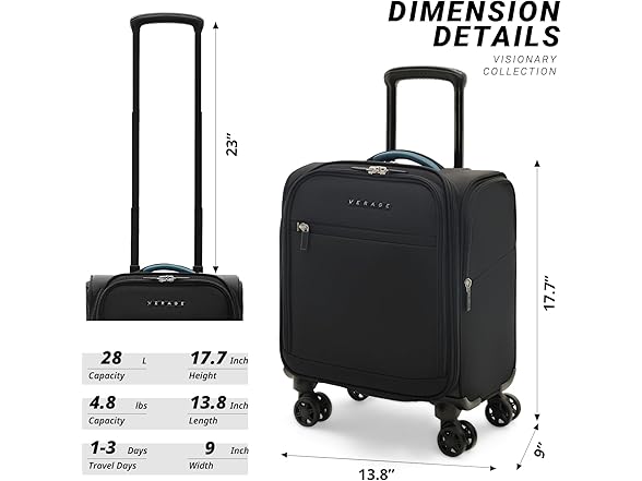 Verage Underseat Carry On Luggage with Wheels