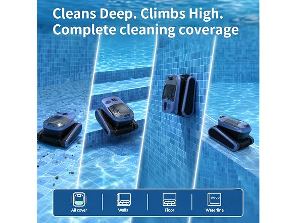 Cordless Robotic Pool Cleaner, 180-Min