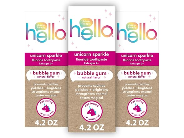 Hello Unicorn Sparkle Kids Toothpaste Fluoride
