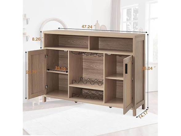 Alaxgumrol Coffee Bar Cabinet, Rattan Buffet