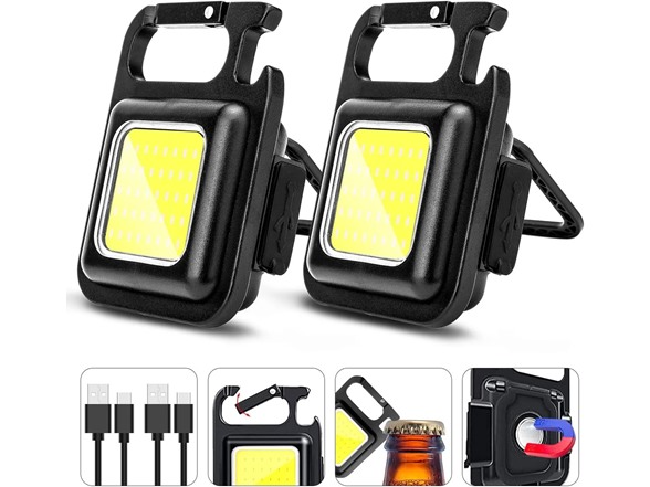 2-Pack Rechargeable Keychain Work Lights