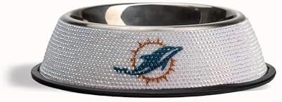 The Memory Company Officially Licensed Stainless Steel Pet Bowl, Premium Bling Team Logo Dog & Cat Food & Water Dish, Non-Slip Rubber Base, for Large/Small Breeds