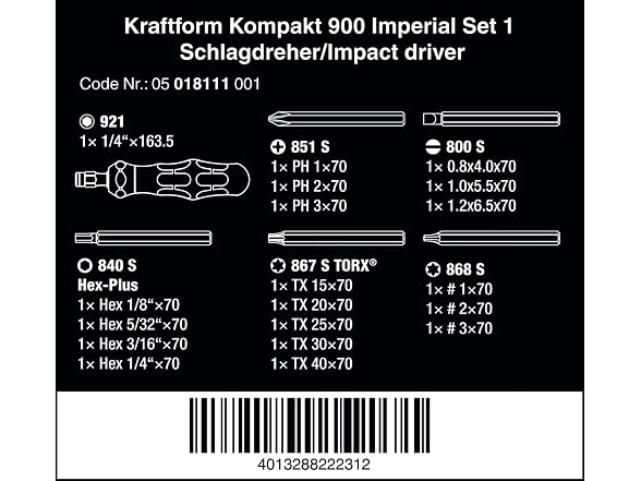 Wera WER05018111001 Wera Kraftform Kompakt 900 19P