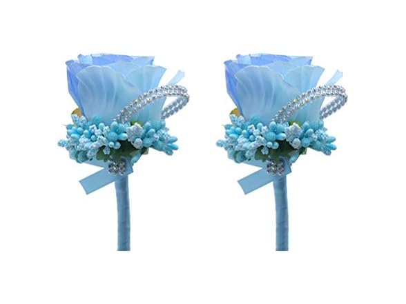 BUUEERR Pack of 2 Satin Rose Boutonniere