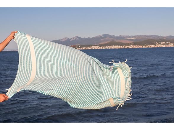 Peshtemal Beach Towel with Travel Bag Cotton Lt Blue