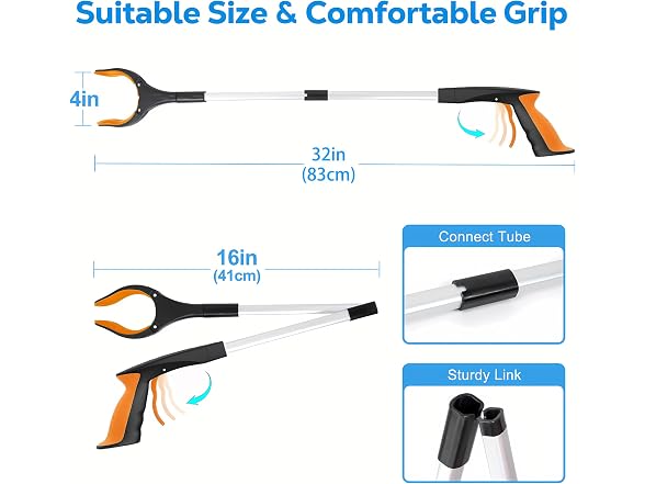 POPDA GAR-24 (2 Pack) 32in Grabber Reacher Tool