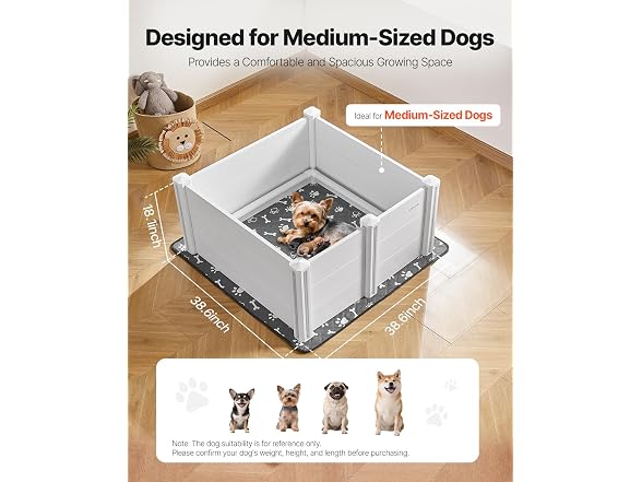 VEVOR Dogs Whelping Box, 38.6" x 38.6" x 18.1"