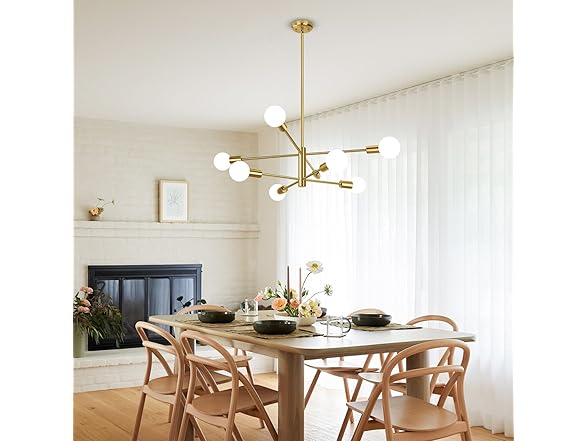 BesLowe 8-Light Modern Sputnik Chandelier- Gold