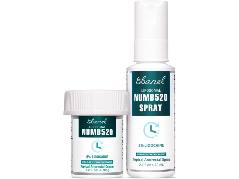 Ebanel Set of 5% Lidocaine Numbing Cream and 5% Lidocaine Spray