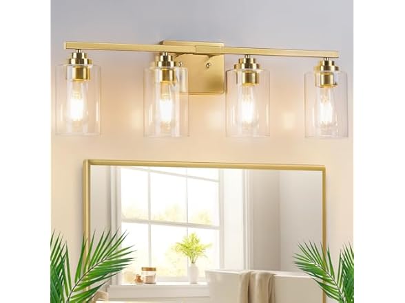 VerRon 4-Light Bathroom Light Fixtures, 27", Gold