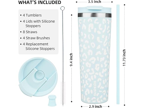 BJPKPK 4 Pack 30oz Insulated Tumbler with Lid & Straw