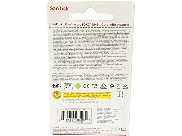 SanDisk Ultra 64GB microSDXC UHS-I Card