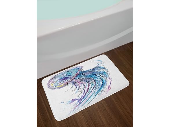 Ambesonne Jellyfish Bath Mat, Aqua Clr Art