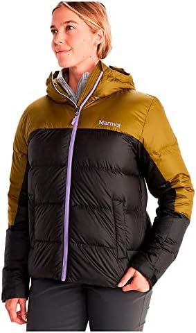 MARMOT Women's Guides Down Hoody Jacket, Black/Military Green, Small