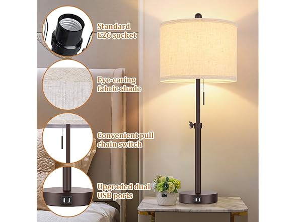 Kondras Modern Brown Table Lamps Set of 2
