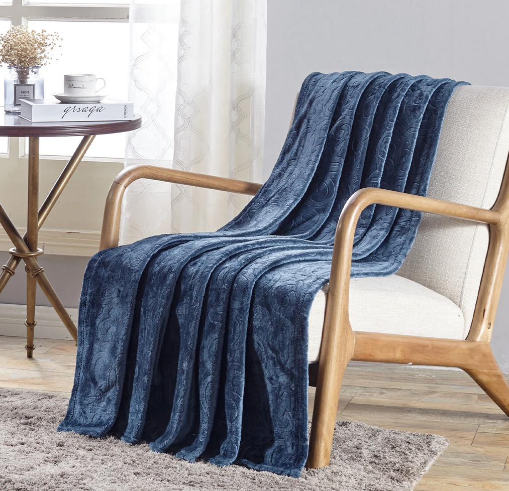 Ultra Soft Microplush Embossed Scroll Pattern Throw - Gallery 7