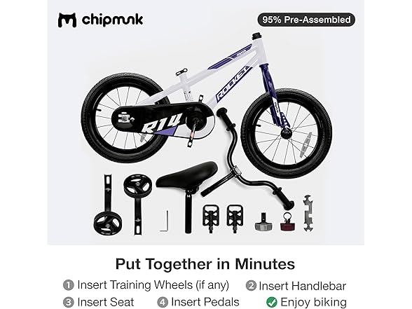 Chipmunk Kids Bike Toddlers 14 Inch Wheel Bicycle