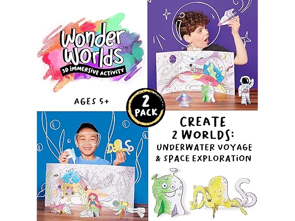Creativity for Kids Wonder Worlds 3D Coloring Kit 2Pk