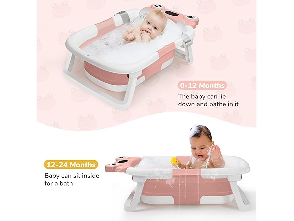 DEANIC Collapsible Baby Bathtub, Pink