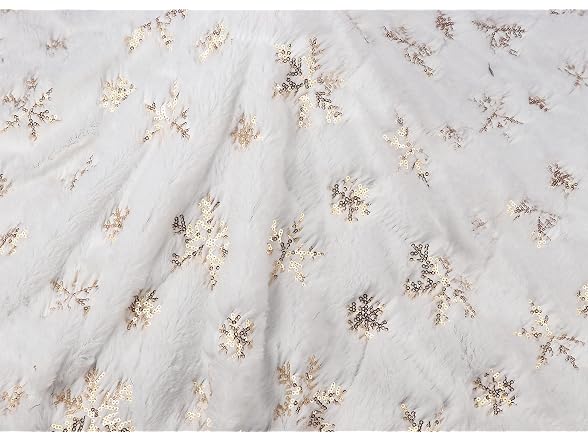 YYCRAFT 1 Yard Faux Fur Fabric with Sequin Snowflake