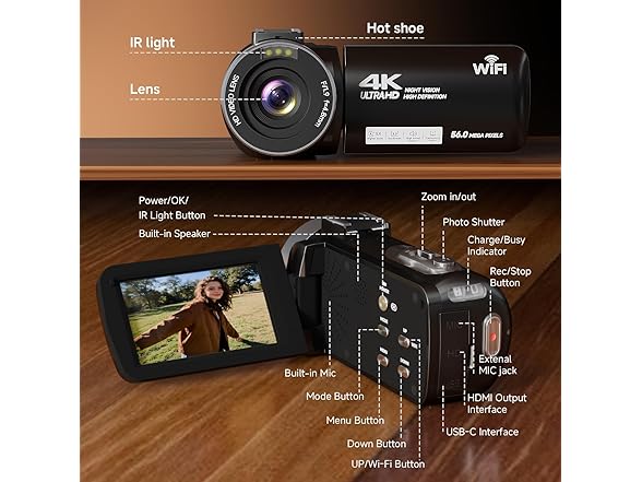 SMARTKLIK Black 4K Camcorder