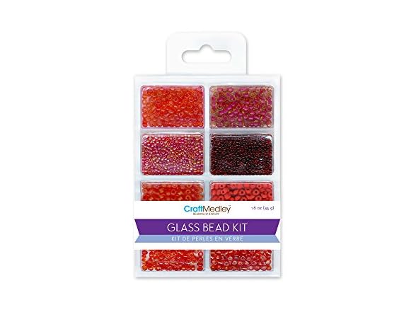 Glass Bead Kit, 45g, Rocailles/Seed/Bugles, Rouge