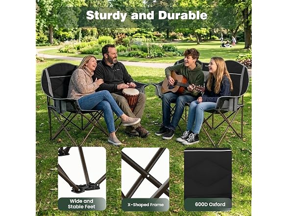 SUNNYFEEL Black Loveseat Camping Chair