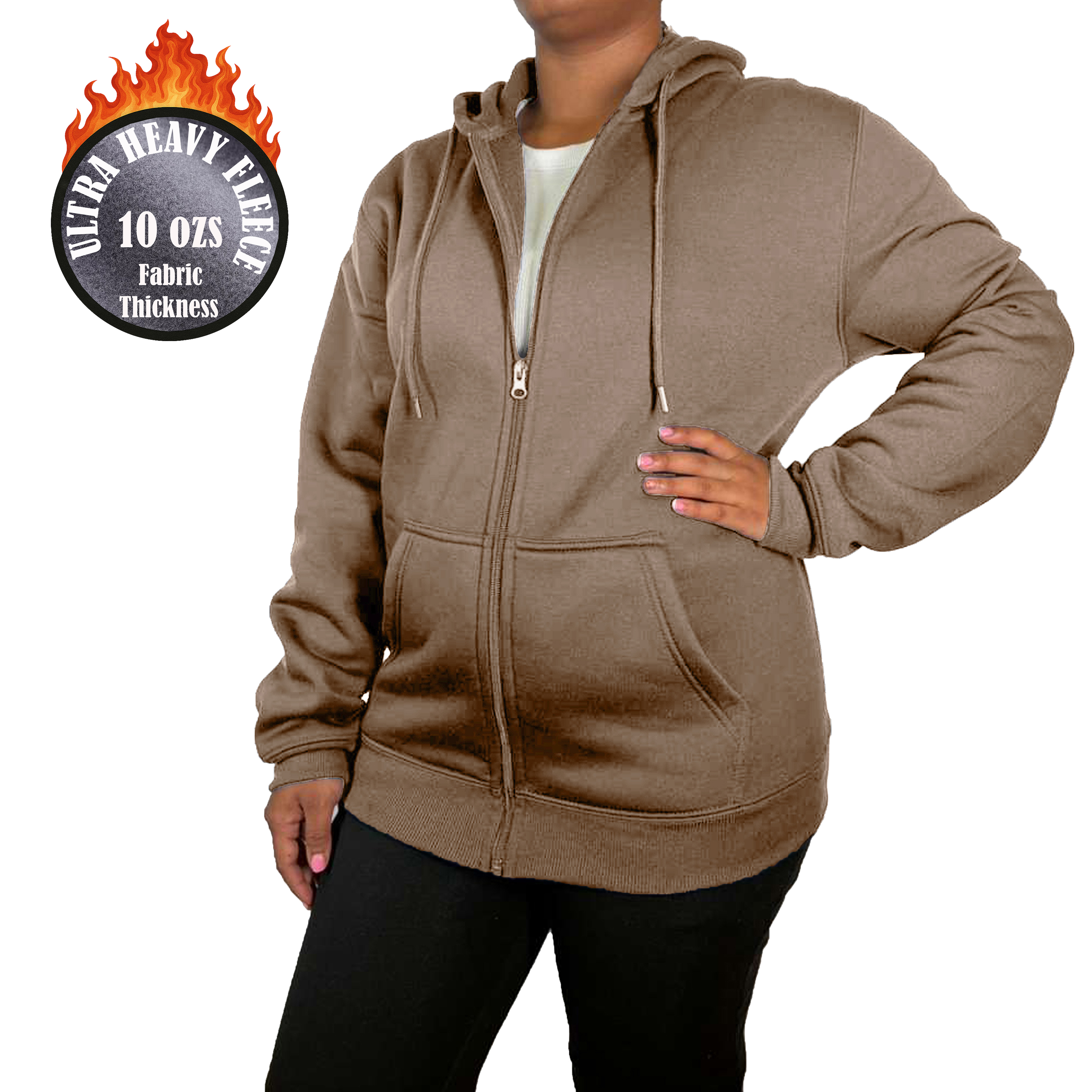 Womens Heavyweight Fleece-Lined Full Zip Hoodie - Gallery 17